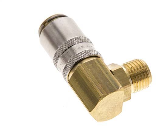 Brass DN 6 Mold Coupling Socket G 1/4 inch Male Threads 90-deg