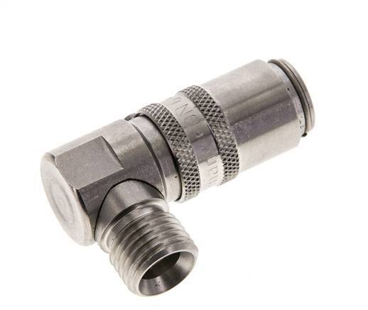 Stainless Steel DN 6 Mold Coupling Socket M14x1.5 Male Threads Double Shut-Off 90-deg