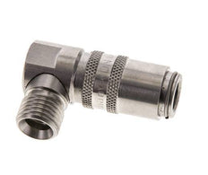 Stainless Steel DN 6 Mold Coupling Socket M14x1.5 Male Threads Double Shut-Off 90-deg