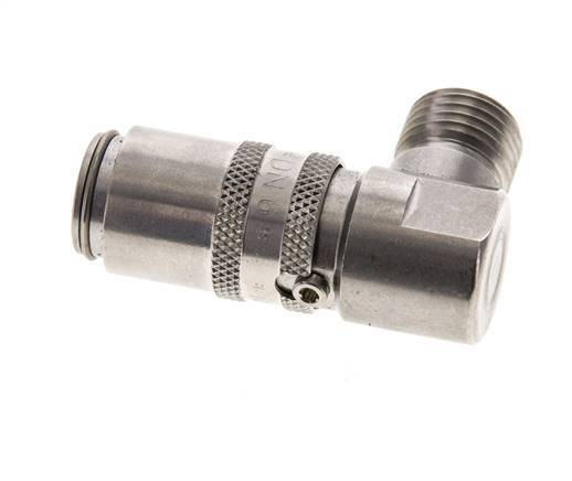 Stainless Steel DN 6 Mold Coupling Socket M14x1.5 Male Threads Double Shut-Off 90-deg