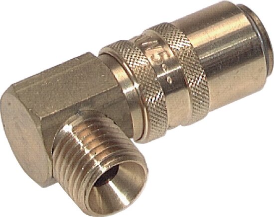 Stainless Steel DN 6 Mold Coupling Socket G 1/4 inch Male Threads Double Shut-Off 90-deg