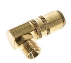 Brass DN 6 Mold Coupling Socket M14x1.5 Male Threads Unlocking Protection Double Shut-Off 90-deg