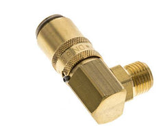 Brass DN 6 Mold Coupling Socket G 1/4 inch Male Threads Unlocking Protection Double Shut-Off 90-deg