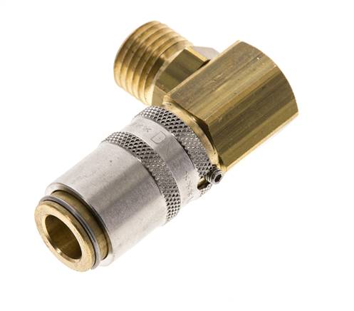 Brass DN 6 Mold Coupling Socket M14x1.5 Male Threads Unlocking Protection 90-deg