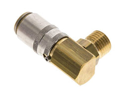 Brass DN 6 Mold Coupling Socket M14x1.5 Male Threads Unlocking Protection 90-deg