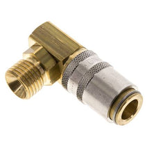 Brass DN 6 Mold Coupling Socket M14x1.5 Male Threads Unlocking Protection 90-deg