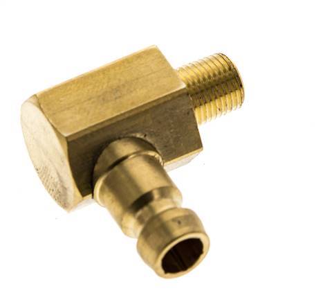 Brass DN 6 Mold Coupling Plug M8x0.75 Male Threads (Conical) 90-deg