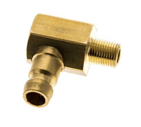 Brass DN 6 Mold Coupling Plug M8x0.75 Male Threads (Conical) 90-deg
