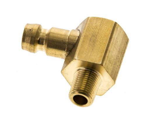 Brass DN 6 Mold Coupling Plug M8x0.75 Male Threads (Conical) 90-deg