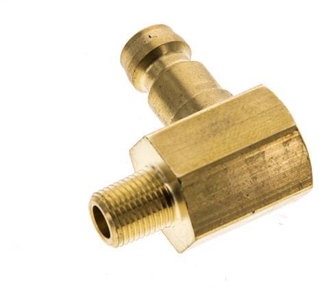 Brass DN 6 Mold Coupling Plug M8x0.75 Male Threads (Conical) 90-deg
