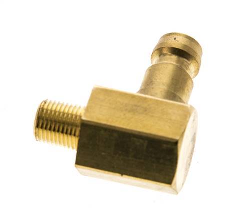 Brass DN 6 Mold Coupling Plug M8x0.75 Male Threads (Conical) 90-deg