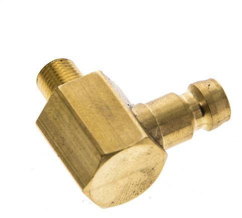 Brass DN 6 Mold Coupling Plug M8x0.75 Male Threads (Conical) 90-deg