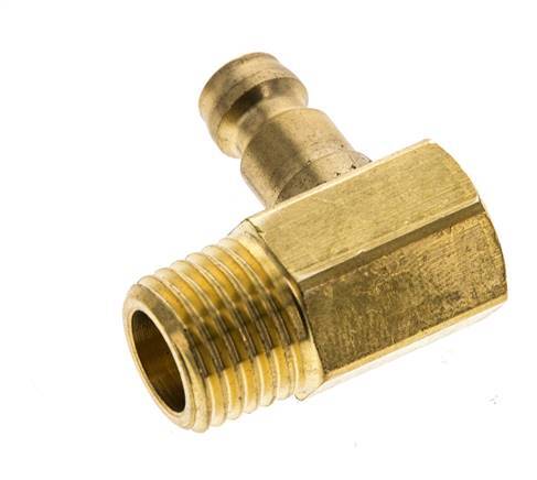 Brass DN 6 Mold Coupling Plug M14x1.5 Male Threads (Conical) 90-deg