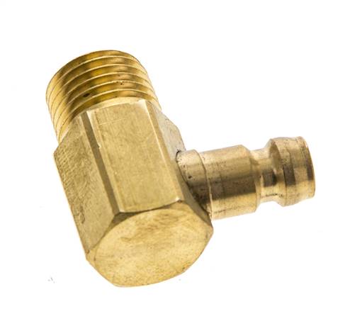 Brass DN 6 Mold Coupling Plug M14x1.5 Male Threads (Conical) 90-deg