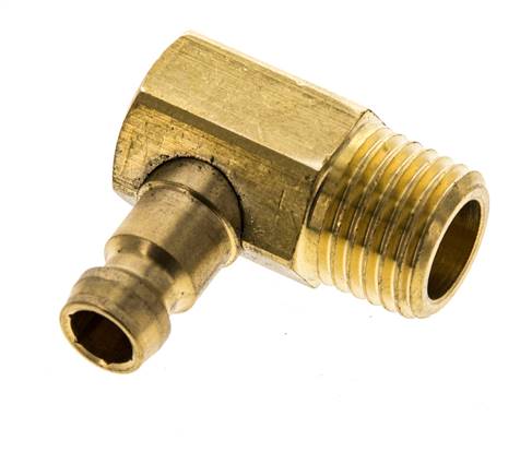 Brass DN 6 Mold Coupling Plug M14x1.5 Male Threads (Conical) 90-deg