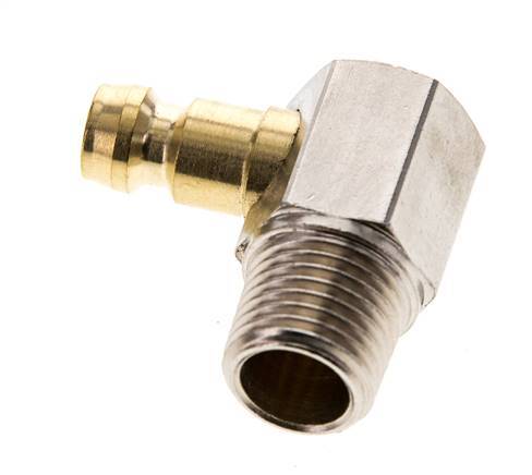 Brass DN 6 Mold Coupling Plug R 1/4 inch Male Threads 90-deg