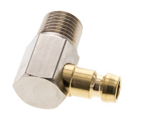 Brass DN 6 Mold Coupling Plug R 1/4 inch Male Threads 90-deg