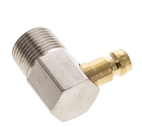 Brass DN 6 Mold Coupling Plug R 3/8 inch Male Threads 90-deg