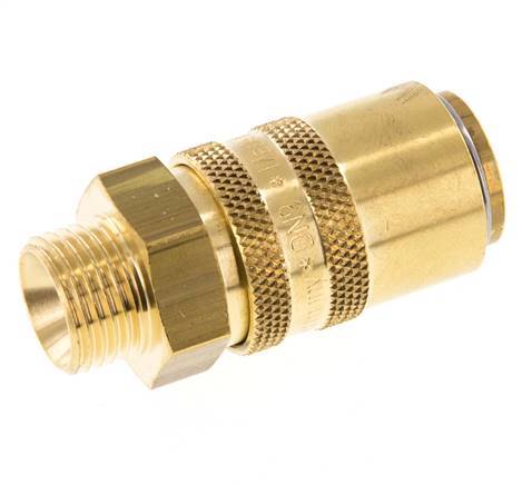 Brass DN 9 Mold Coupling Socket M16x1.5 Male Threads Double Shut-Off