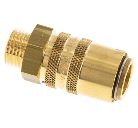 Brass DN 9 Mold Coupling Socket M16x1.5 Male Threads Double Shut-Off