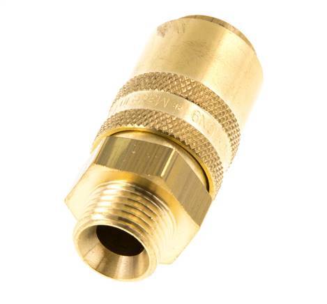 Brass DN 9 Mold Coupling Socket M16x1.5 Male Threads Double Shut-Off