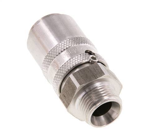 Stainless Steel DN 9 Mold Coupling Socket G 3/8 inch Male Threads Double Shut-Off