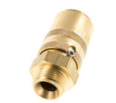 Brass DN 9 Mold Coupling Socket G 3/8 inch Male Threads Unlocking Protection Double Shut-Off