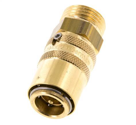 Brass DN 9 Mold Coupling Socket G 1/2 inch Male Threads Unlocking Protection Double Shut-Off