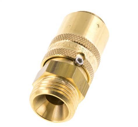 Brass DN 9 Mold Coupling Socket G 1/2 inch Male Threads Unlocking Protection Double Shut-Off