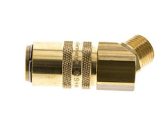 Brass DN 9 Mold Coupling Socket M16x1.5 Male Threads Double Shut-Off 45-deg