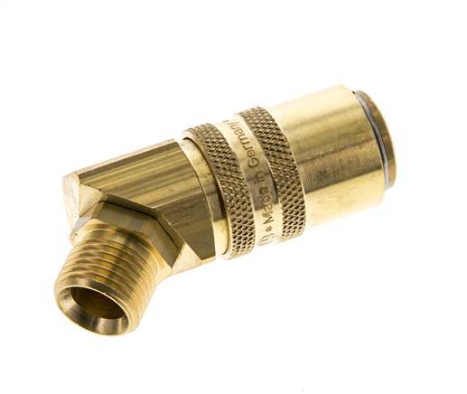 Brass DN 9 Mold Coupling Socket M16x1.5 Male Threads Double Shut-Off 45-deg
