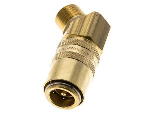 Brass DN 9 Mold Coupling Socket M16x1.5 Male Threads Double Shut-Off 45-deg