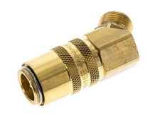 Brass DN 9 Mold Coupling Socket G 3/8 inch Male Threads Double Shut-Off 45-deg