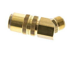 Brass DN 9 Mold Coupling Socket G 3/8 inch Male Threads Double Shut-Off 45-deg