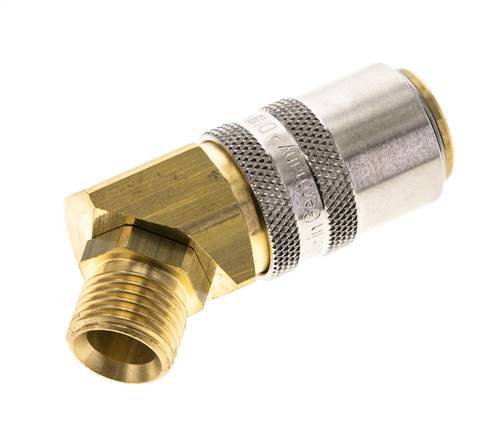 Brass DN 9 Mold Coupling Socket M16x1.5 Male Threads 45-deg