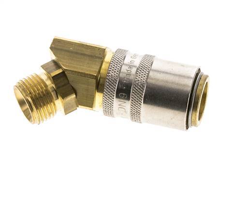 Brass DN 9 Mold Coupling Socket G 3/8 inch Male Threads 45-deg