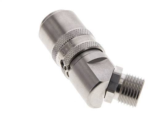 Stainless Steel DN 9 Mold Coupling Socket M16x1.5 Male Threads Double Shut-Off 45-deg