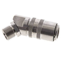 Stainless Steel DN 9 Mold Coupling Socket M16x1.5 Male Threads Double Shut-Off 45-deg