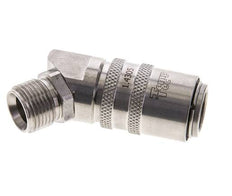Stainless Steel DN 9 Mold Coupling Socket G 3/8 inch Male Threads Double Shut-Off 45-deg