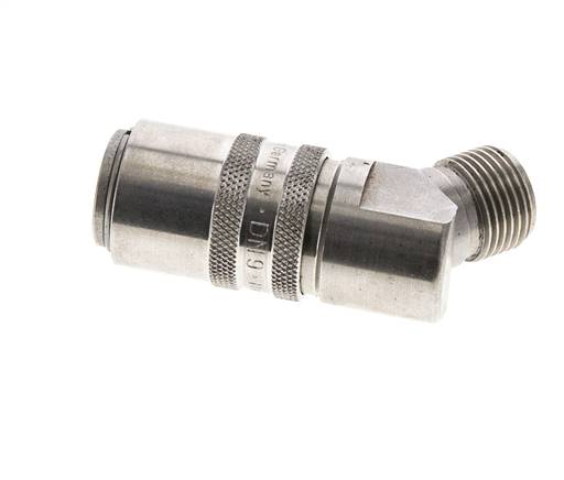 Stainless Steel DN 9 Mold Coupling Socket G 3/8 inch Male Threads 45-deg