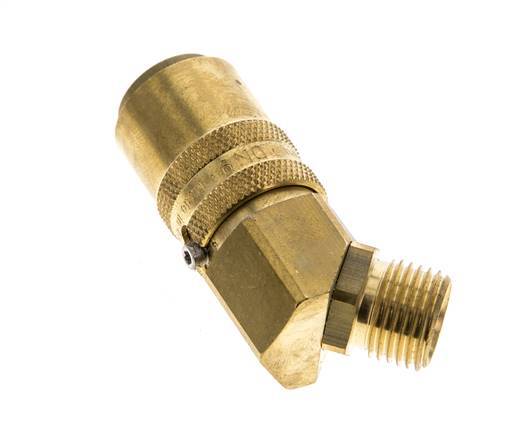 Brass DN 9 Mold Coupling Socket M16x1.5 Male Threads Unlocking Protection Double Shut-Off 45-deg