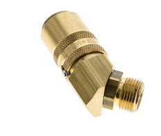 Brass DN 9 Mold Coupling Socket G 3/8 inch Male Threads Unlocking Protection Double Shut-Off 45-deg