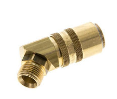 Brass DN 9 Mold Coupling Socket G 3/8 inch Male Threads Unlocking Protection Double Shut-Off 45-deg