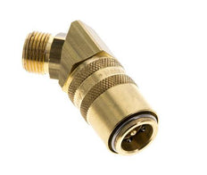 Brass DN 9 Mold Coupling Socket G 3/8 inch Male Threads Unlocking Protection Double Shut-Off 45-deg