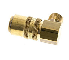 Brass DN 9 Mold Coupling Socket M16x1.5 Male Threads Double Shut-Off 90-deg