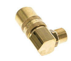 Brass DN 9 Mold Coupling Socket M16x1.5 Male Threads Double Shut-Off 90-deg