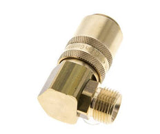 Brass DN 9 Mold Coupling Socket G 3/8 inch Male Threads Double Shut-Off 90-deg