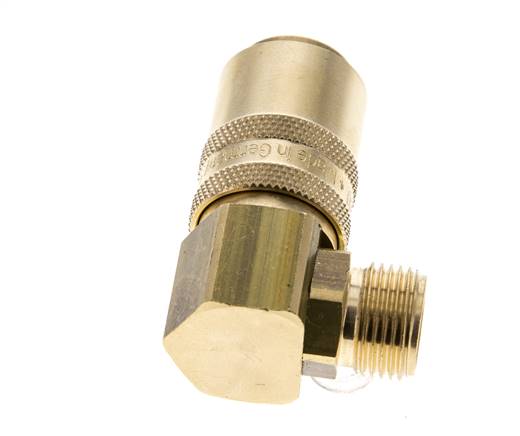 Brass DN 9 Mold Coupling Socket G 3/8 inch Male Threads Double Shut-Off 90-deg