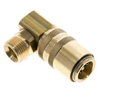 Brass DN 9 Mold Coupling Socket G 3/8 inch Male Threads Double Shut-Off 90-deg