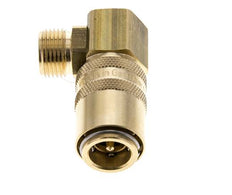 Brass DN 9 Mold Coupling Socket G 3/8 inch Male Threads Double Shut-Off 90-deg